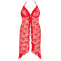 rotes langes Kleid aus Spitze mit Neckholder 